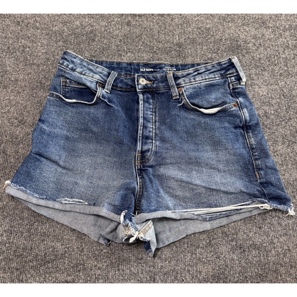 Old Navy Sky-Hi A-Line High-Rise Denim Jean Cut Off Shorts Blue Women's Size 12